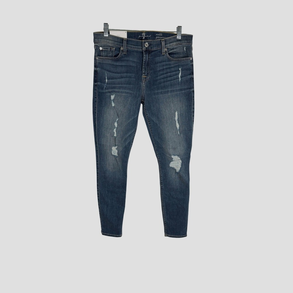 7 For All Mankind Ankle Gwenevere Jeans Womens 30 Blue Distressed Skinny NWT